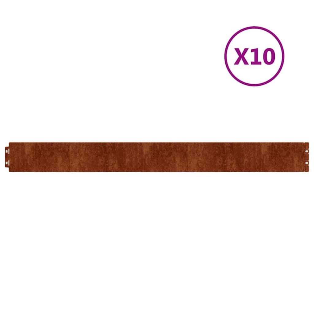 Vidaxl gazonranden 10 stuks 10x103 cm flexibel cortenstaal