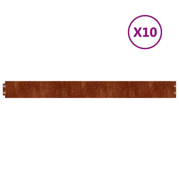 Vidaxl gazonranden 10 stuks 10x103 cm flexibel cortenstaal