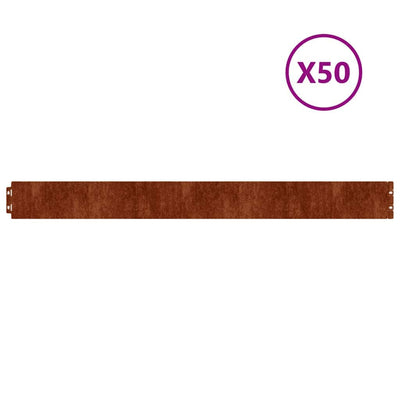 Vidaxl gazonranden 50 stuks 10x103 cm flexibel cortenstaal