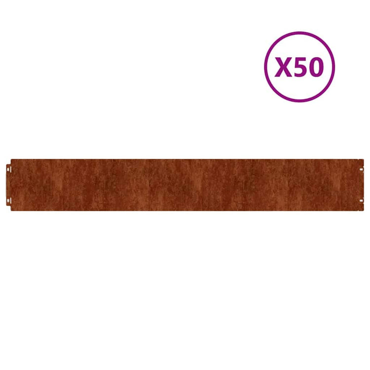 Vidaxl gazonrand 10 pcs 15 x 103 cm weervast staal roestig