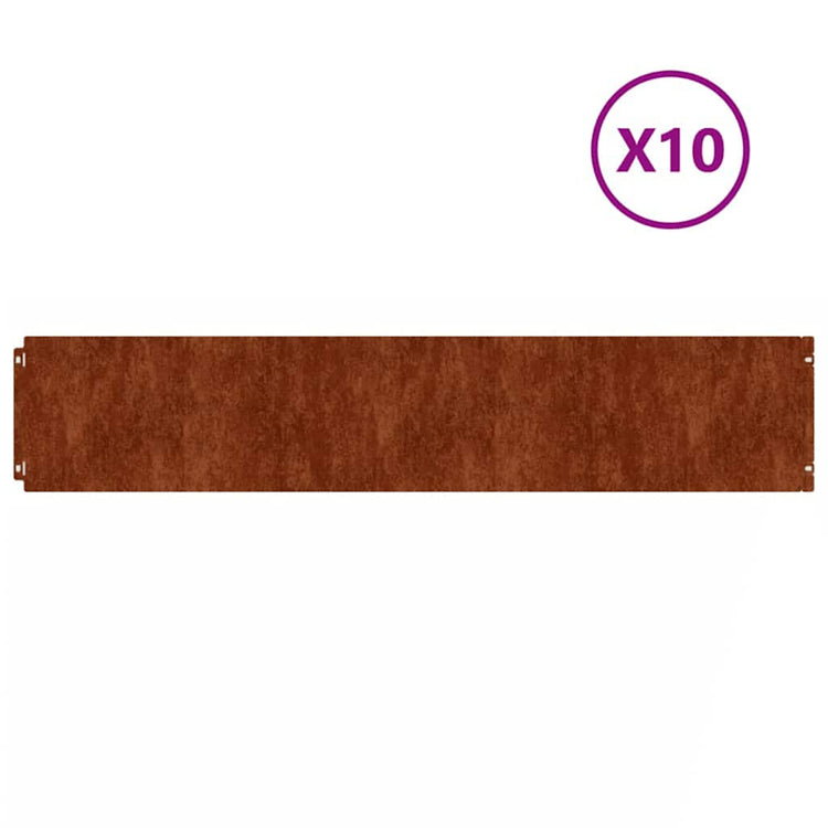 Vidaxl gazonrand 10 pcs 20 x 103 cm weervast staal roestig