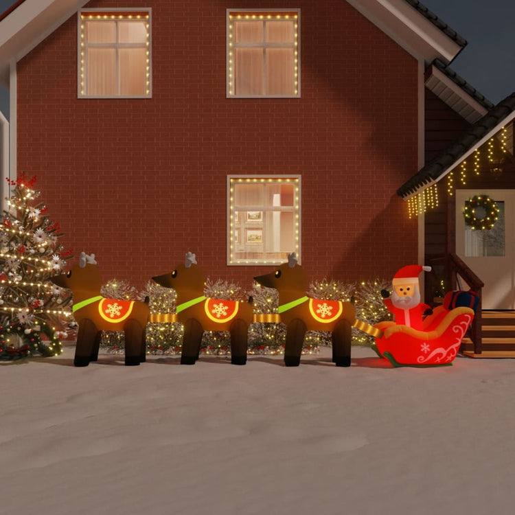 VidaXL Kerstdecoratie kerstman en rendieren opblaasbaar LED 138 cm