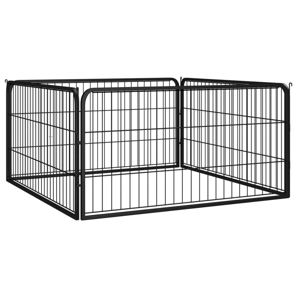 VidaXL Hondenkennel 4 panelen 100x50 cm gepoedercoat staal zwart