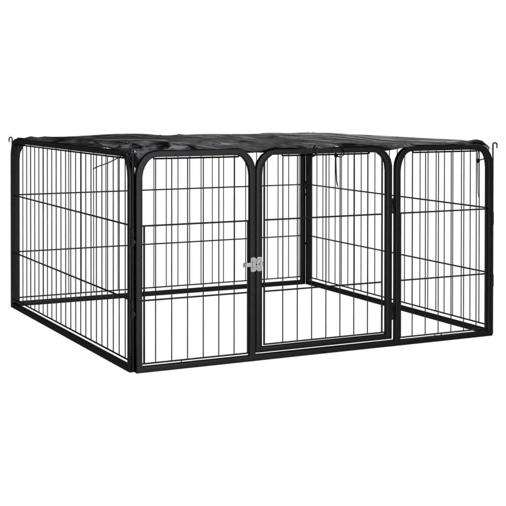 VidaXL Hondenkennel 4 panelen 100x50 cm gepoedercoat staal zwart