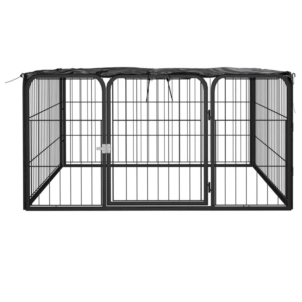 VidaXL Hondenkennel 4 panelen 100x50 cm gepoedercoat staal zwart