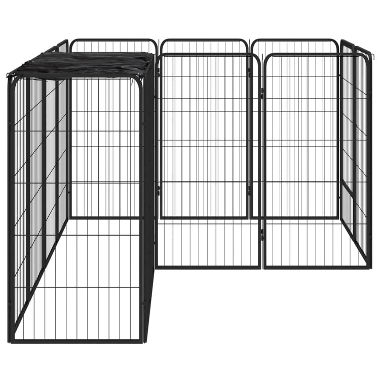 Vidaxl hondenkennel 14 panelen 50 x 100 cm gepoedercoat staal zwart