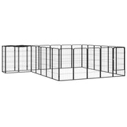 VidaXL Hondenkennel 26 panelen 50x100 cm gepoedercoat staal zwart - afbeelding 1