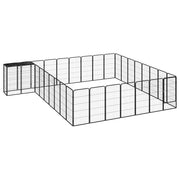 VidaXL Hondenkennel 34 panelen 50x100 cm gepoedercoat staal zwart - afbeelding 1