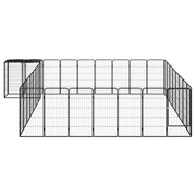 VidaXL Hondenkennel 34 panelen 50x100 cm gepoedercoat staal zwart - afbeelding 2
