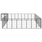 VidaXL Hondenkennel 38 panelen 50x100 cm gepoedercoat staal zwart - afbeelding 2