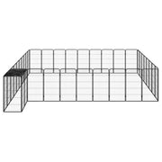 VidaXL Hondenkennel 38 panelen 50x100 cm gepoedercoat staal zwart - afbeelding 3