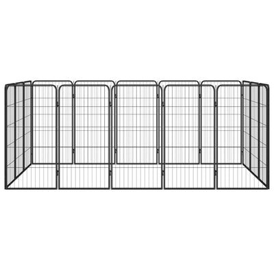 Vidaxl hondenkennel 16 panelen 50 x 100 cm gepoedercoat staal zwart