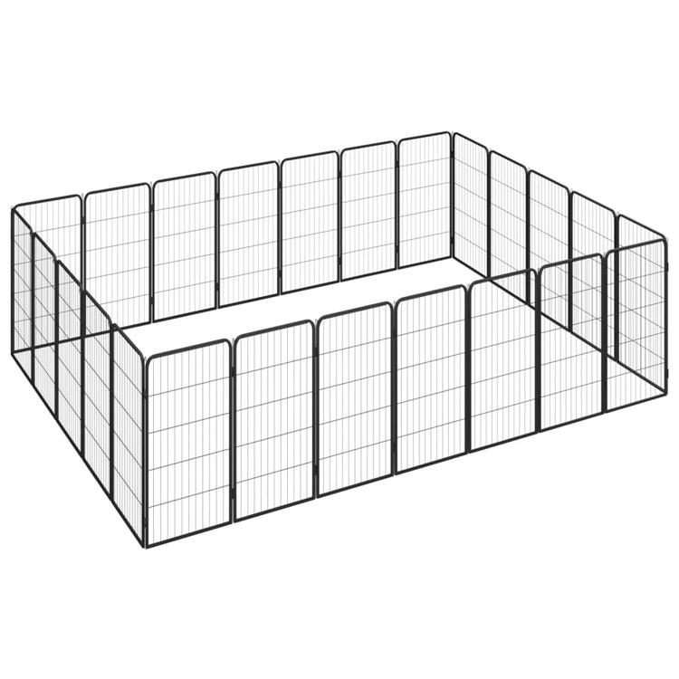 VidaXL Hondenkennel 24 panelen 50 x 100 cm gepoedercoat staal zwart