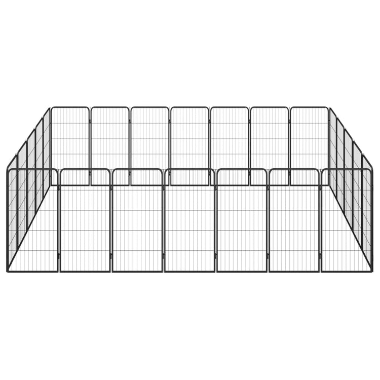 VidaXL Hondenkennel 24 panelen 50 x 100 cm gepoedercoat staal zwart
