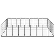 VidaXL Hondenkennel 32 panelen 50 x 100 cm gepoedercoat staal zwart - afbeelding 2