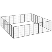 VidaXL Hondenkennel 32 panelen 50 x 100 cm gepoedercoat staal zwart - afbeelding 3