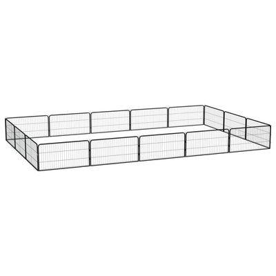 Vidaxl hondenkennel 16 panelen 100x50 cm gepoedercoat staal zwart