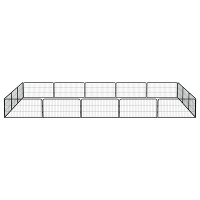 Vidaxl hondenkennel 16 panelen 100x50 cm gepoedercoat staal zwart