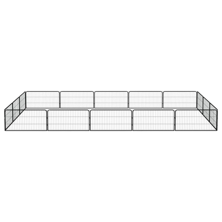 Vidaxl hondenkennel 16 panelen 100x50 cm gepoedercoat staal zwart