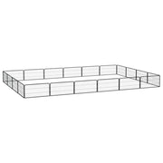 VidaXL Hondenkennel 20 panelen 100x50 cm gepoedercoat staal zwart - afbeelding 1