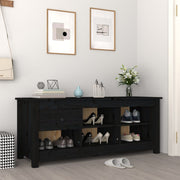 Vidaxl schoenenkast 110x38x45,5 cm massief grenenhout zwart - afbeelding 1