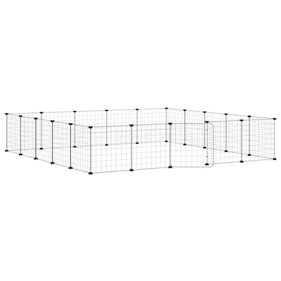 Vidaxl huisdierenkooi met deur 20 panelen 35x35 cm staal zwart