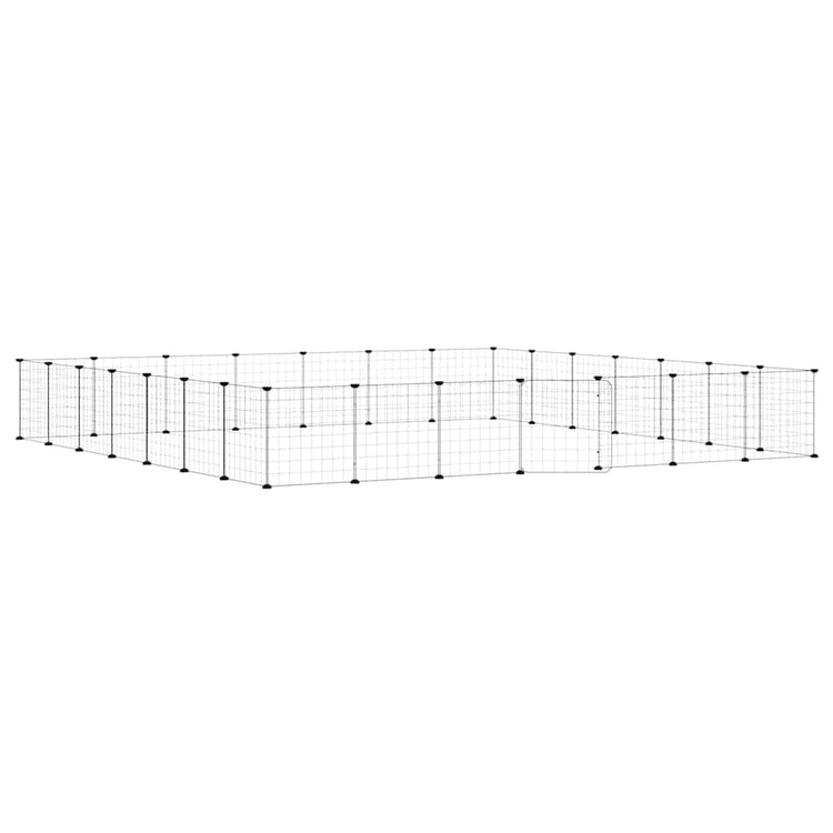 Vidaxl huisdierenkooi met deur 28 panelen 245x245x35 cm staal zwart