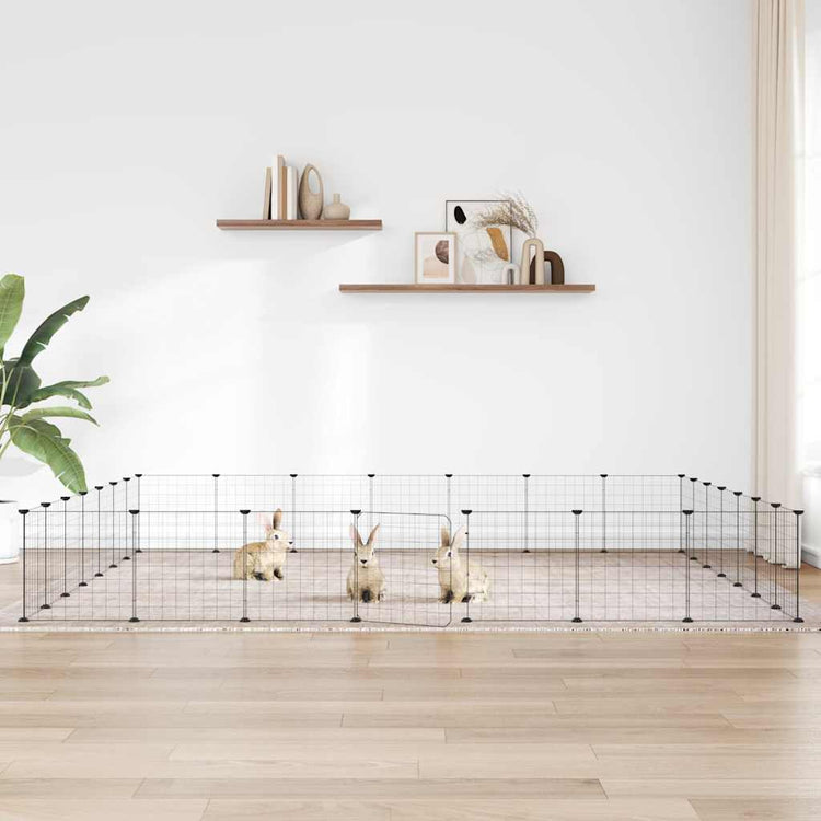 Vidaxl huisdierenkooi met deur 28 panelen 245x245x35 cm staal zwart