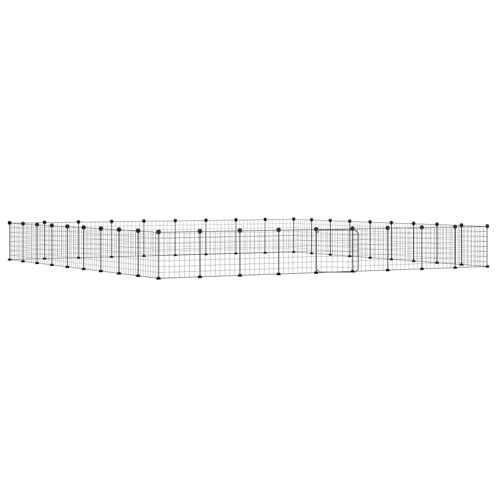 VidaXL Huisdierenkooi met deur 36 panelen 35x35 cm staal zwart