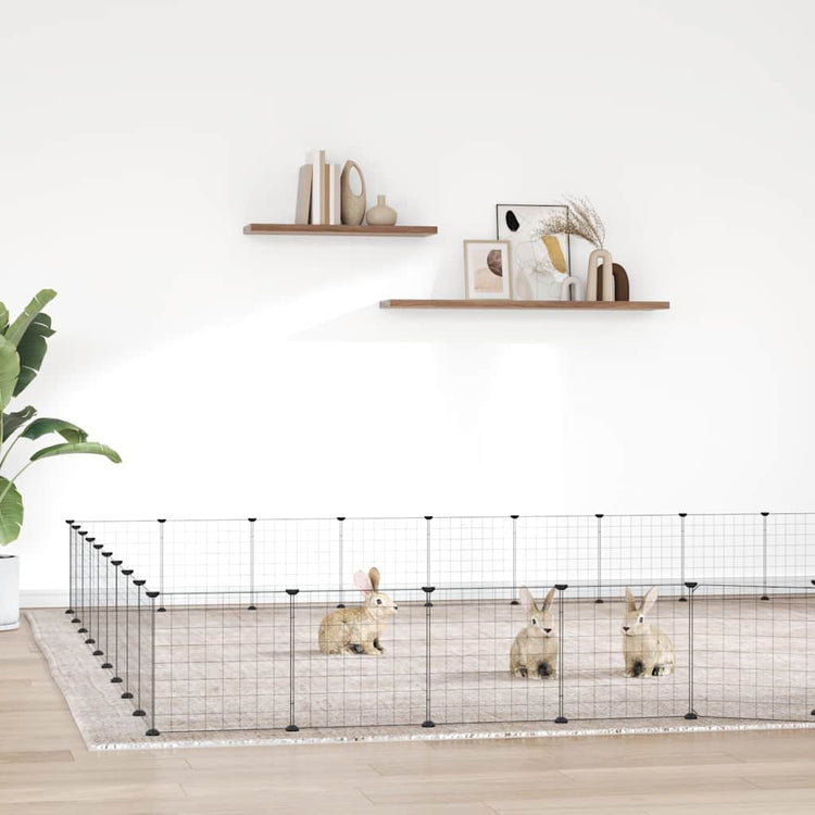 Vidaxl huisdierenkooi met deur 36 panelen 315x315x35 cm staal zwart