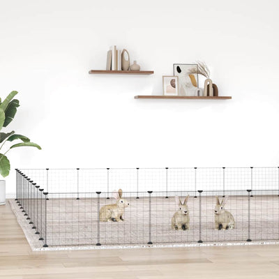 Vidaxl huisdierenkooi met deur 44 panelen 35x35 cm staal zwart