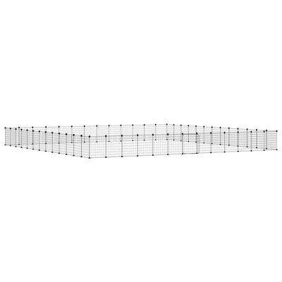 Vidaxl huisdierenkooi met deur 52 panelen 35x35 cm staal zwart