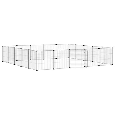Vidaxl huisdierenkooi met deur 20 panelen 35x35 cm staal zwart