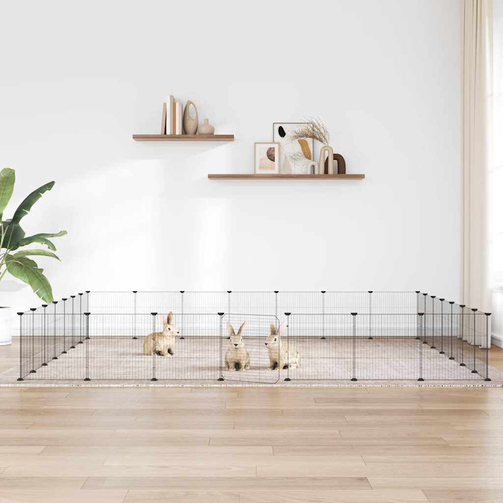 Vidaxl huisdierenkooi met deur 28 panelen 245x245x35 cm staal zwart