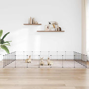Vidaxl huisdierenkooi met deur 28 panelen 245x245x35 cm staal zwart - afbeelding 1