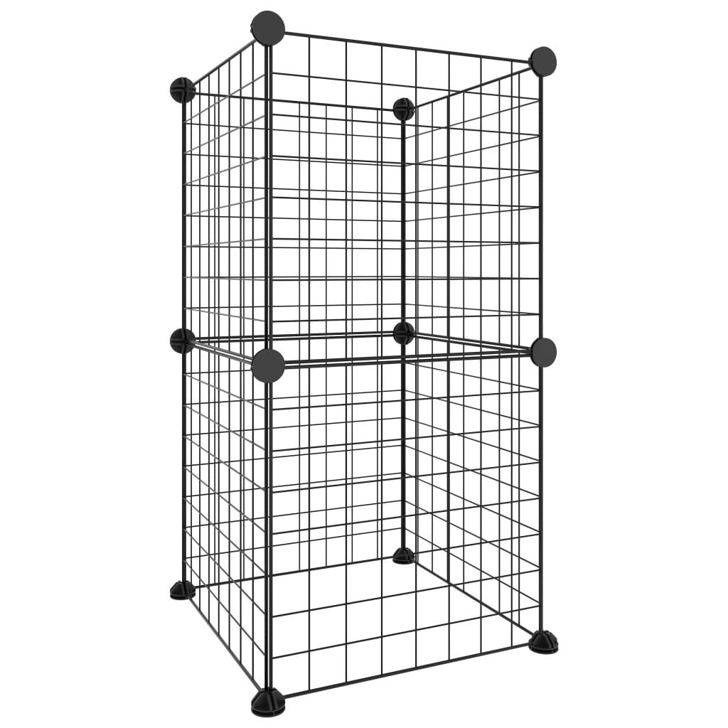 VidaXL Huisdierenkooi met 8 panelen 35x35 cm staal zwart