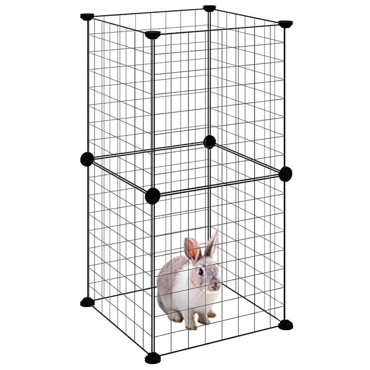 Vidaxl huisdierenkooi met 8 panelen 35x35x70 cm staal zwart