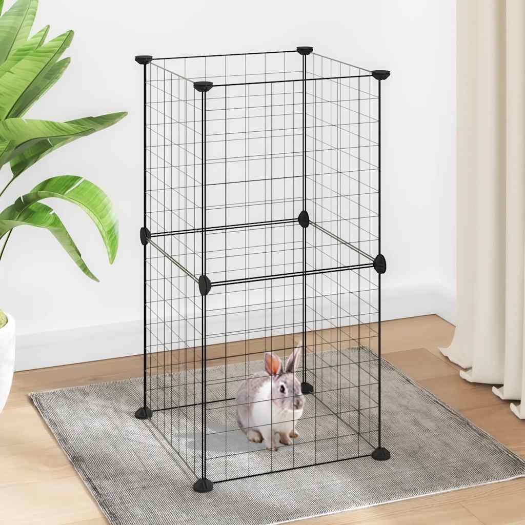 Vidaxl huisdierenkooi met 8 panelen 35x35x70 cm staal zwart