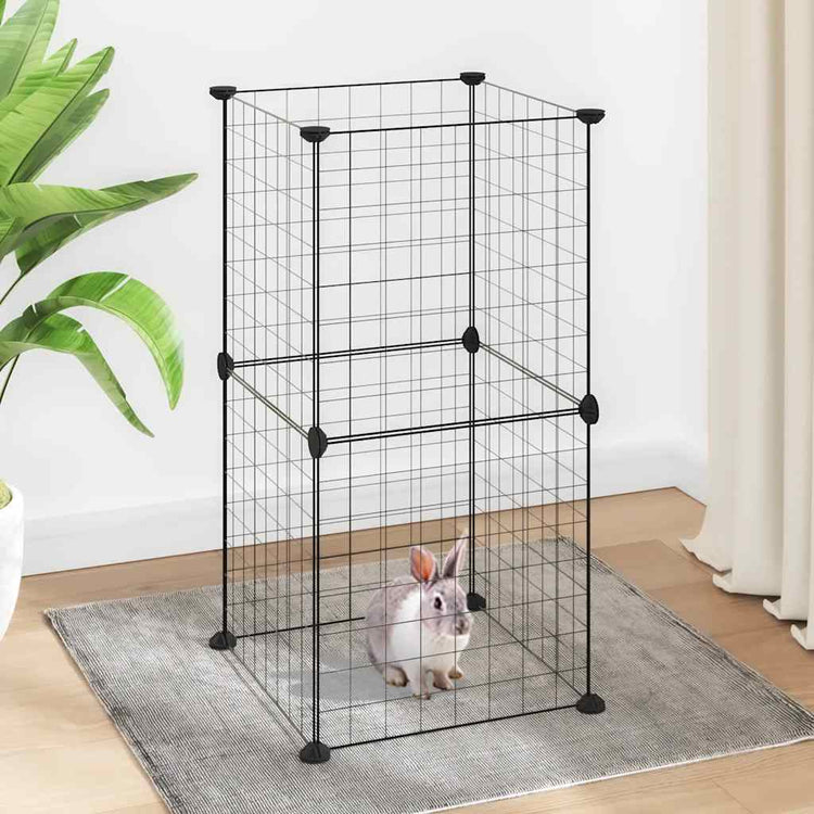 Vidaxl huisdierenkooi met 8 panelen 35x35x70 cm staal zwart