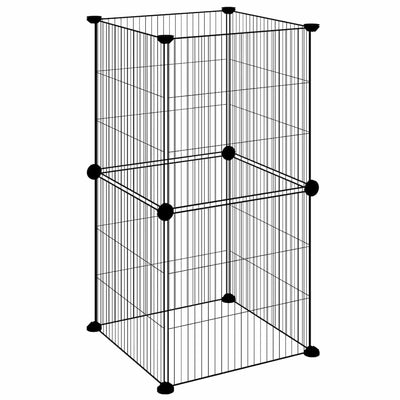 Vidaxl huisdierenkooi met 8 panelen 35x35 cm staal zwart