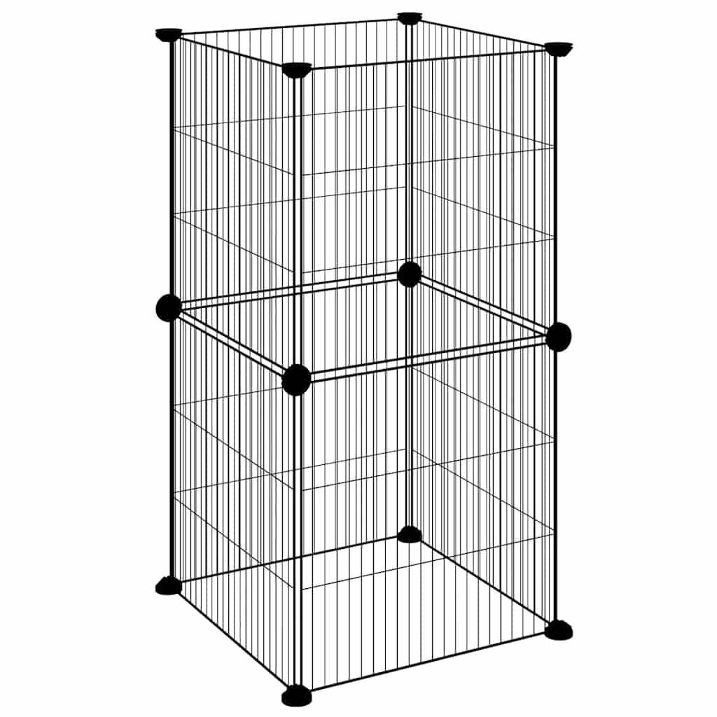 Vidaxl huisdierenkooi met 8 panelen 35x35 cm staal zwart