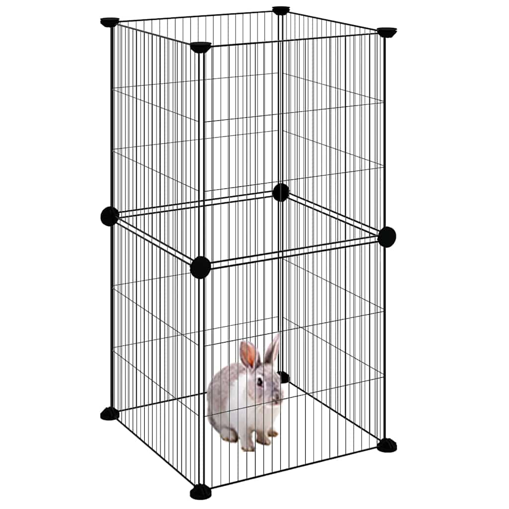 Vidaxl huisdierenkooi met 8 panelen 35x35 cm staal zwart