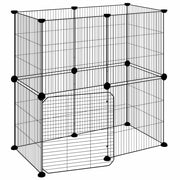 Vidaxl huisdierenkooi met deur 12 panelen 70x35x70 cm staal zwart - afbeelding 2