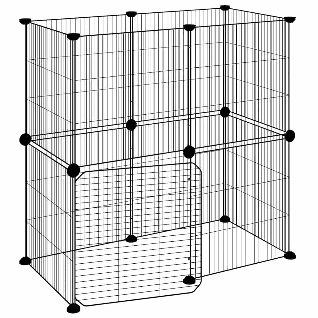 Vidaxl huisdierenkooi met deur 12 panelen 70x35x70 cm staal zwart