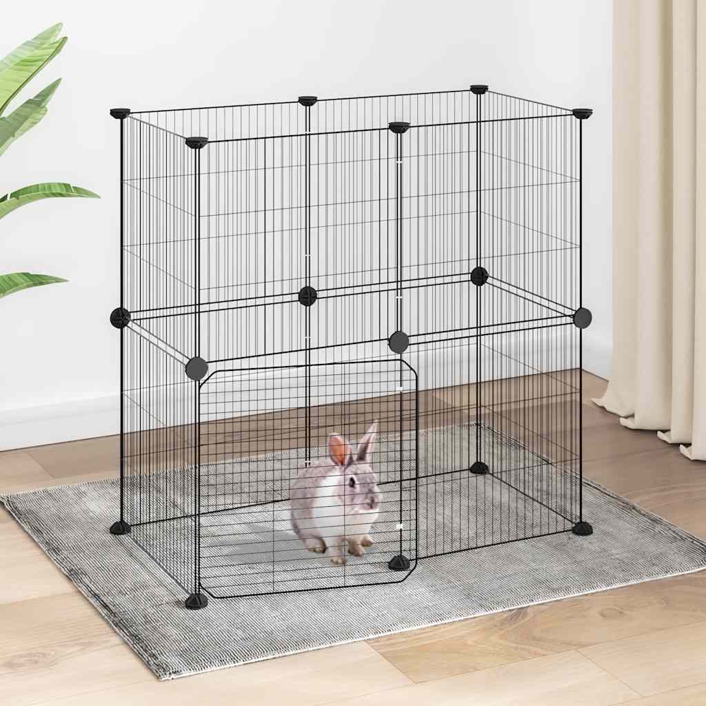 Vidaxl huisdierenkooi met deur 12 panelen 70x35x70 cm staal zwart