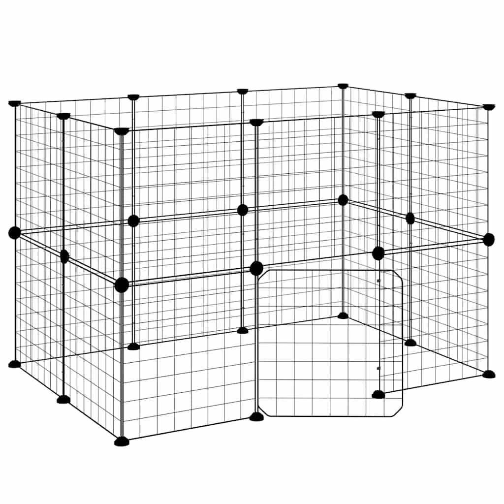 Vidaxl huisdierenkooi met deur 20 panelen 35x35 cm staal zwart
