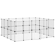 Vidaxl huisdierenkooi met deur 36 panelen 175x140x70 cm staal zwart - afbeelding 2