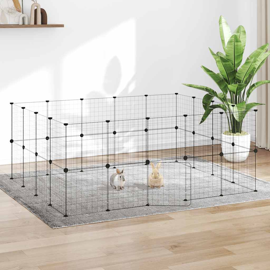 Vidaxl huisdierenkooi met deur 36 panelen 175x140x70 cm staal zwart
