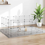Vidaxl huisdierenkooi met deur 36 panelen 175x140x70 cm staal zwart - afbeelding 1