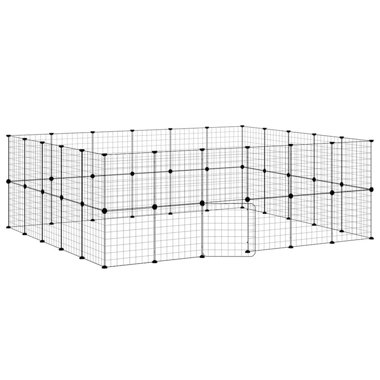 Vidaxl huisdierenkooi met deur 44 panelen 210x175x70 cm staal zwart